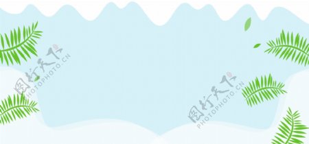 清新绿叶电商banner背景设计