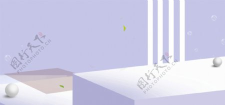 白紫色简约微立体banner背景设计