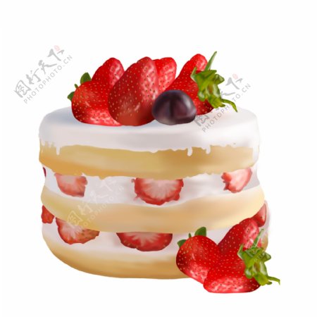 美味草莓蛋糕图案元素