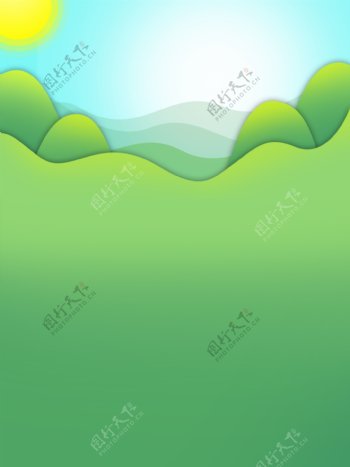 绿色唯美夏季水彩手绘风景背景