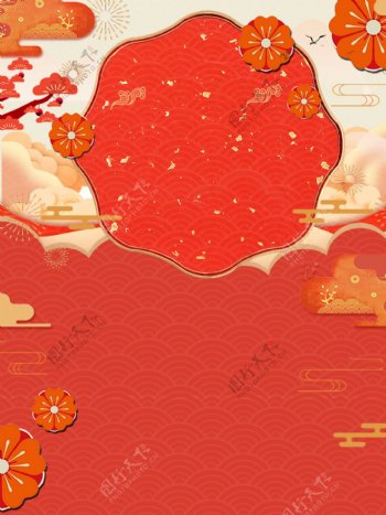 简约中国风红色背景设计