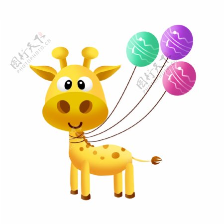可商用卡通长颈鹿与气球