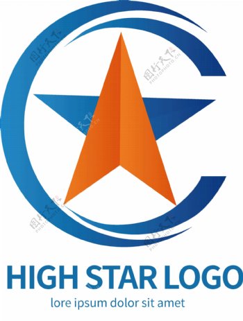 时尚几何渐变星星logo