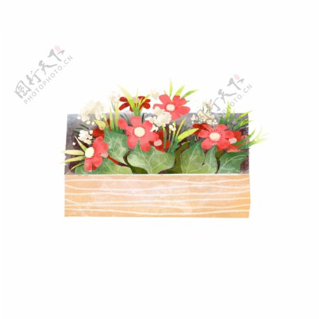 花卉植物方形盆栽装饰素材