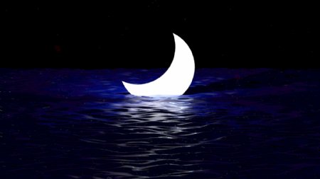 海面月亮海水弯月