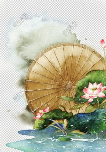 中国风水彩花朵装饰
