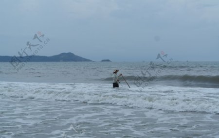 惠东渔民打鱼挖沙白