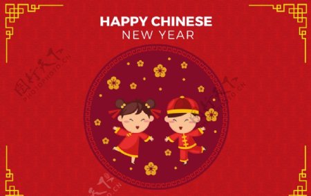 儿童中国新年背景