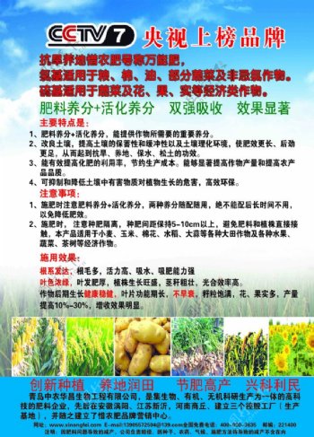 蓝色化肥农业彩页宣传单设计