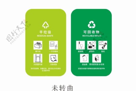 干垃圾湿垃圾可回收垃圾标签