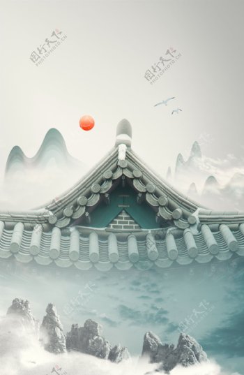 新中式山水海报