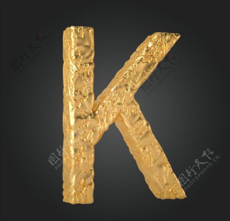 金属质感立体字母K
