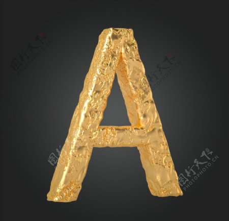 金属质感立体字母A