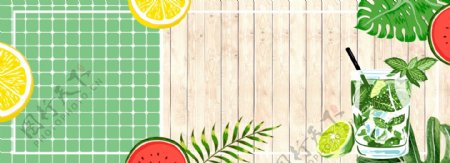 清新夏季水果饮料海报
