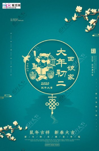 春节习俗正月初二海报