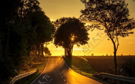 夕阳美景下的公路