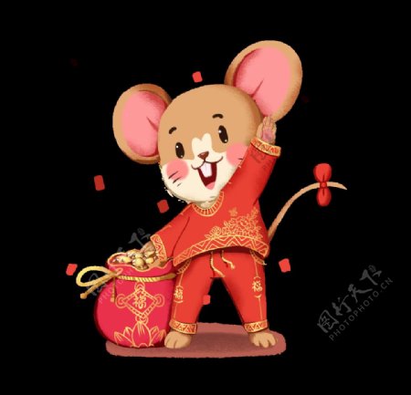 春节红色喜庆鼠年老鼠