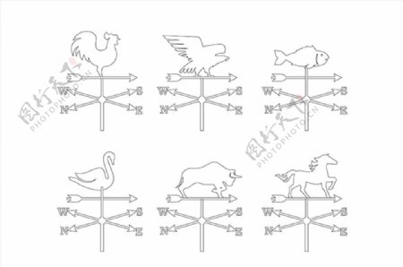 公鸡母鸡风向标标志标识图标底纹