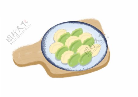 手绘蔬菜饺子插画