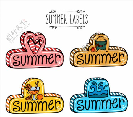 彩绘立体夏季标签