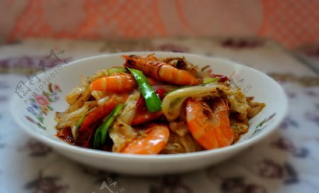 白菜炒大虾
