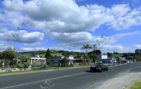 新西兰卡瓦卡瓦海滨小镇风景