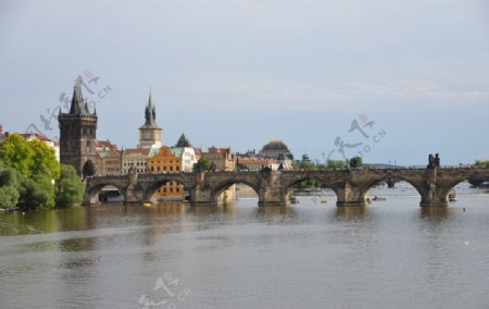 捷克查理大桥建筑景观摄影
