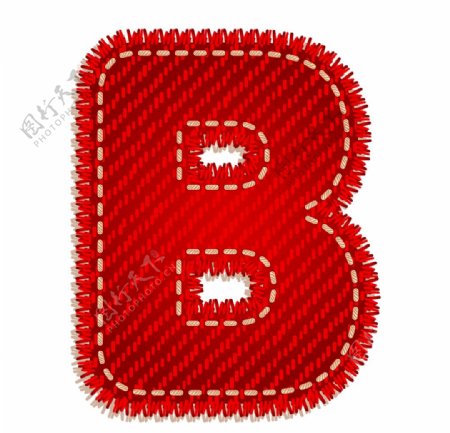 英文字母B设计艺术字创意牛仔布