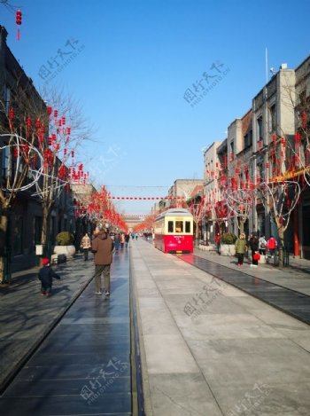中国前门北京步行街有轨电车