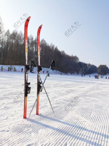 滑雪滑雪板雪地
