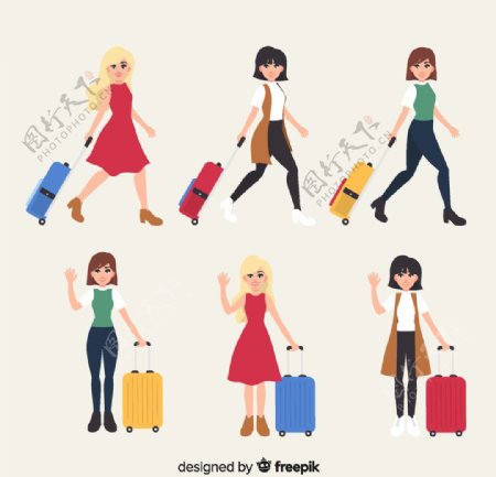 6款创意拉行李箱女子