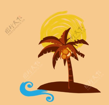 椰子树标志设计