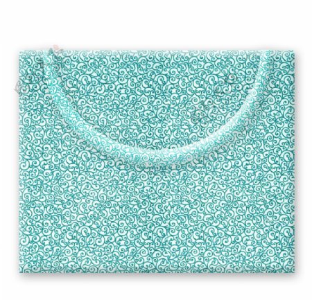 青色花纹长方形购物袋