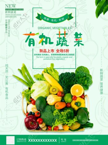 有机蔬菜海报清新绿色蔬菜海报