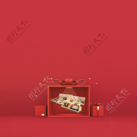 红色礼盒开业喜庆