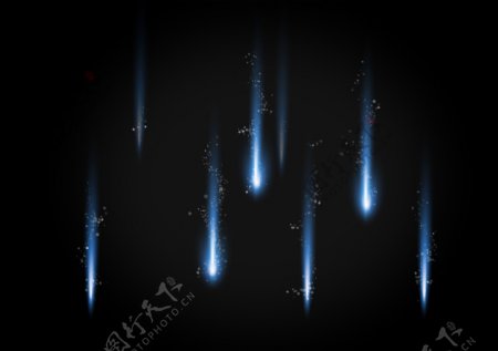 流星雨蓝色彗星光点点缀素材