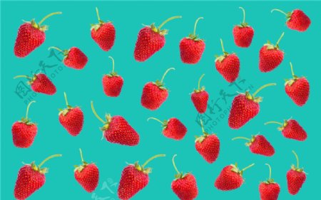 平铺的草莓水果