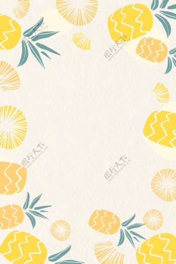 水果菠萝底纹边框背景素材