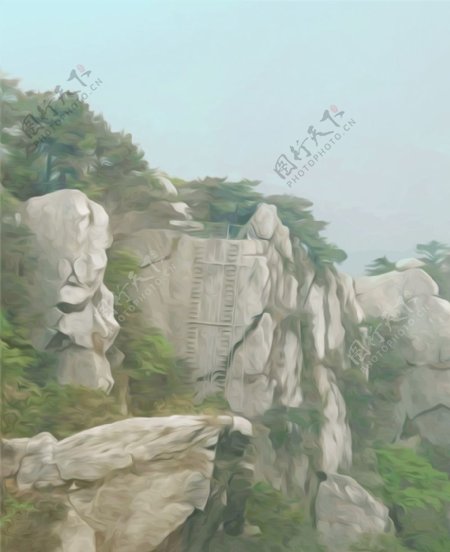 山间悬崖风景图