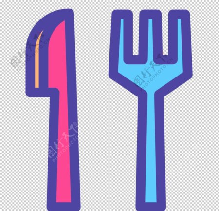 刀叉餐饮标志图形图标装饰素材