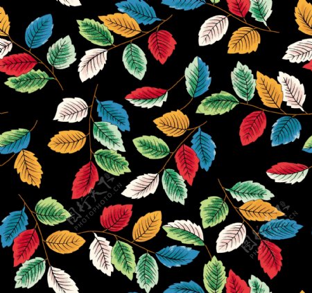 彩色树叶服装印花设计