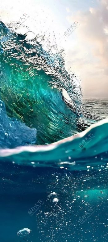 蓝绿海波浪