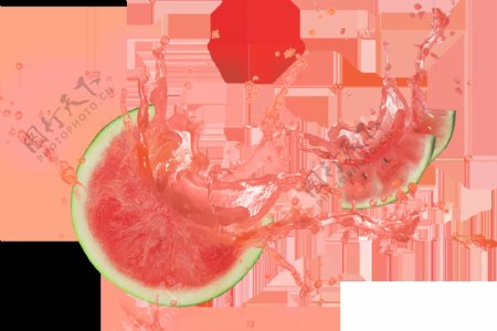 西瓜汁飞溅果汁水果夏季素材