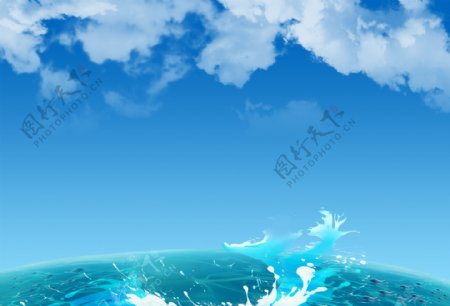蓝天海洋背景图