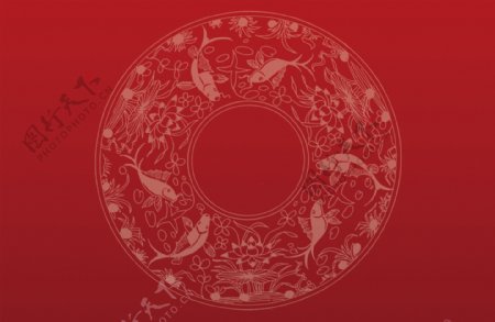 中国风中国红鲤鱼图纹