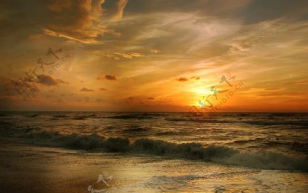 海边日落黄昏太阳
