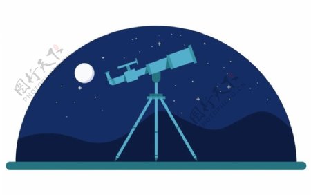 ai夏夜望远镜矢量插画