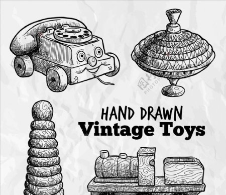 手绘古董玩具图片