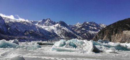 蓝天雪山冰川风光图片