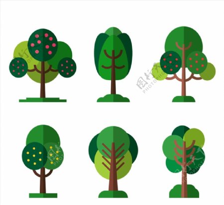 扁平化绿色树木图片